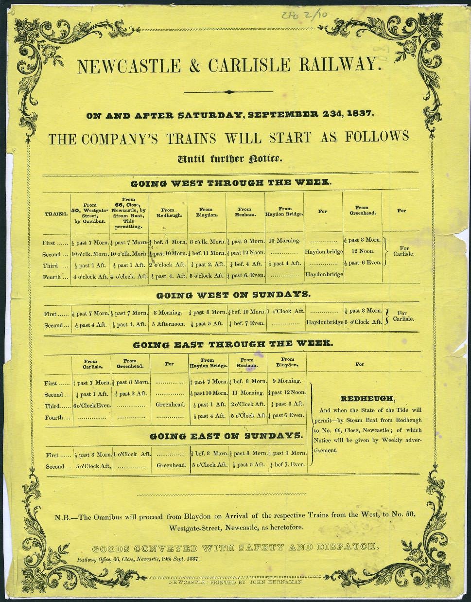 Picture of Newcastle to Carlisle Railway Timetable