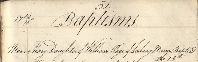 Picture of Lesbury St. Mary's Baptism Register