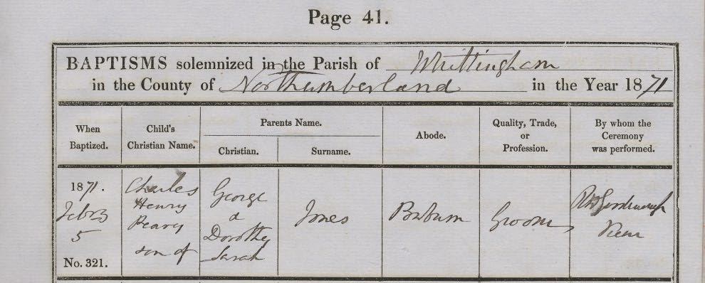 Picture of Whittingham St. Bartholomew's Baptism Register