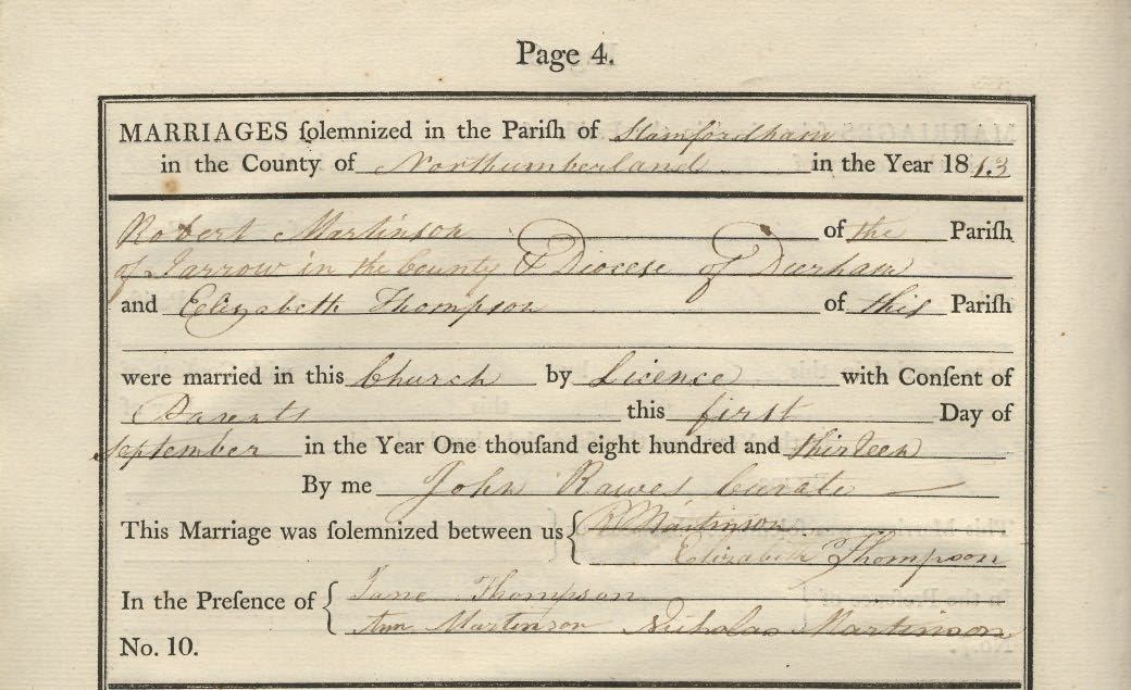 Picture of Stamfordham St. Mary's Marriage Register