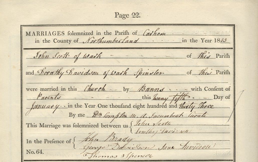 Picture of Carham St. Cuthbert's Marriage Register