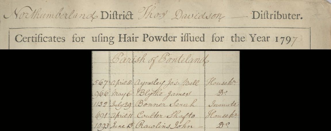 Picture of Northumberland Hairpowder Tax