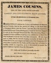 Advertisement for James Cousins, Hair Cutter - Click for bigger image