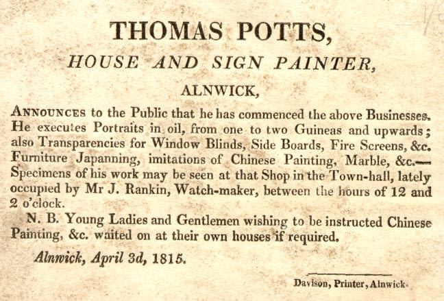 Picture of Handbill of Thomas Potts, Painter