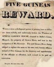 Reward Poster for Unlawfully Breaking Windows - Click for bigger image