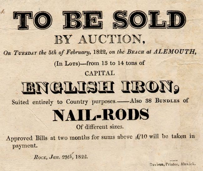 Picture of Notice of Iron Sale at Alnmouth