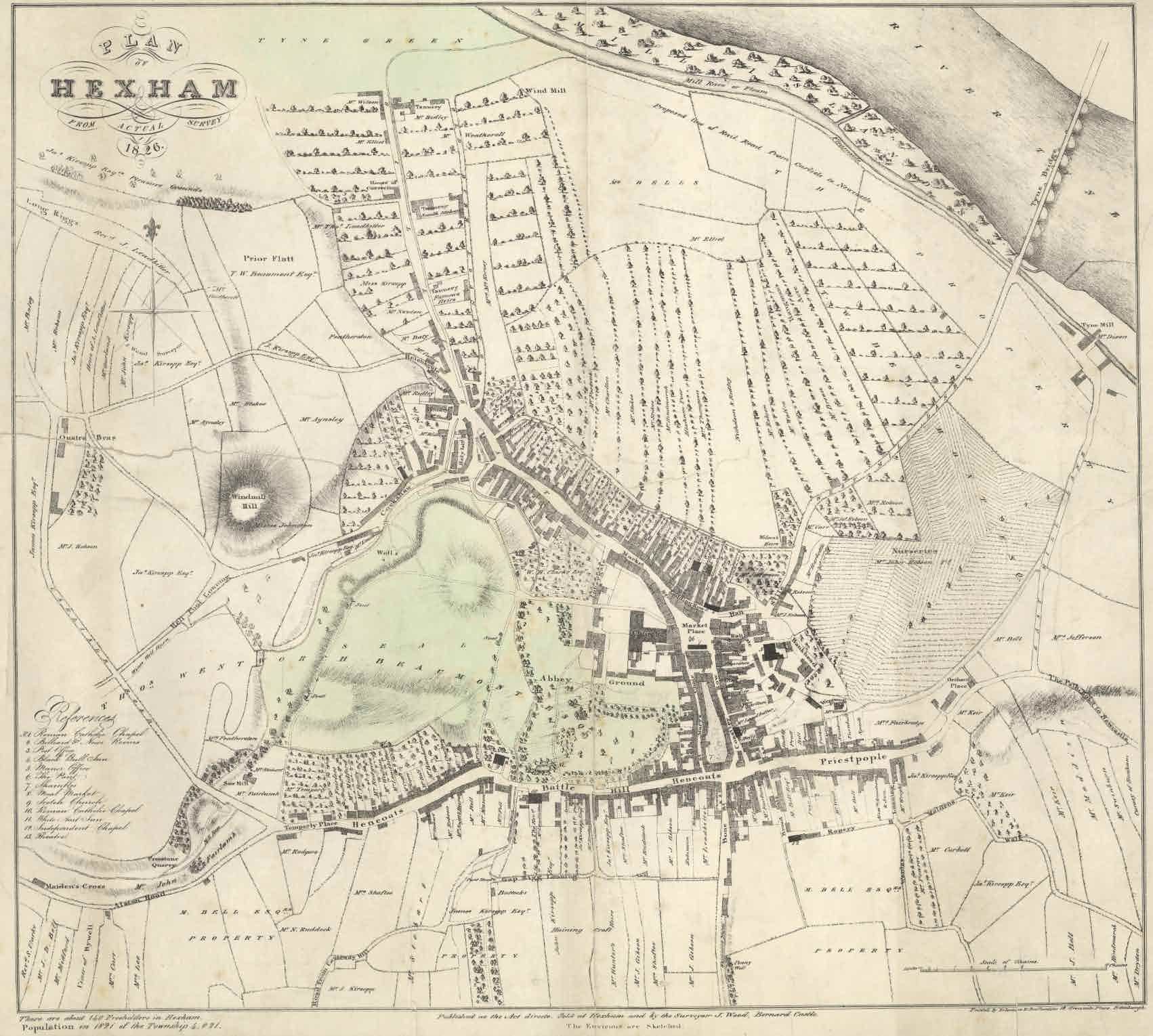 Picture of Hexham, Woods Town Map