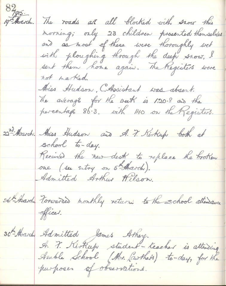Picture of Shilbottle School, Log Book