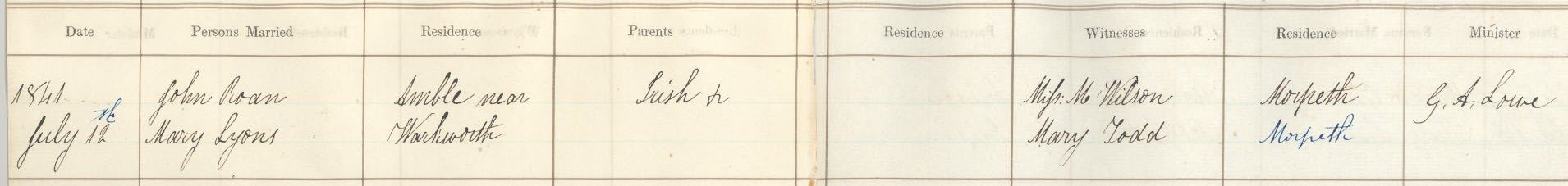 Picture of Morpeth St. Roberts of Newminster Roman Catholic Marriage Register