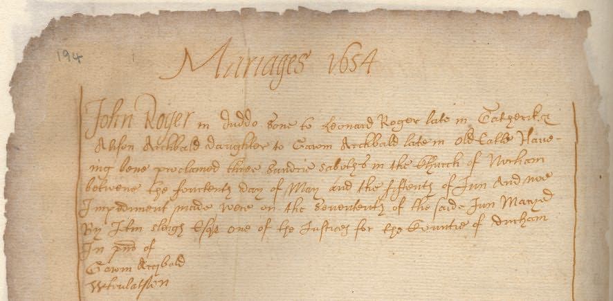 Picture of Norham St. Cuthbert's Marriage Register
