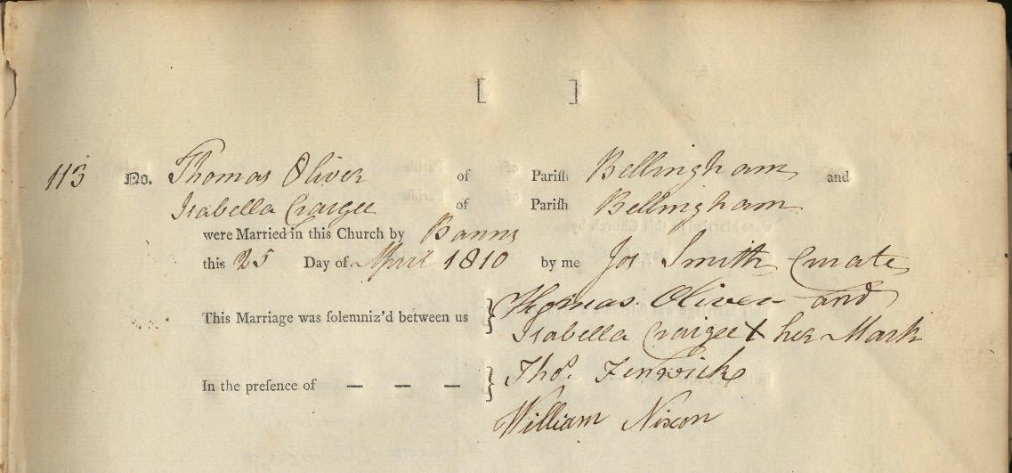 Picture of Bellingham St. Cuthbert's Marriage Register