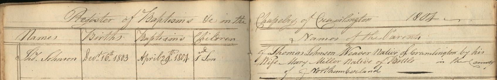 Picture of Cramlington St. Nicholas's Baptism Register