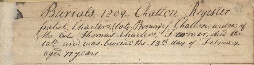 Picture of Chatton Holy Cross Burial Register