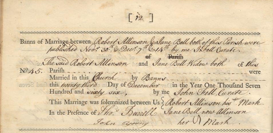 Picture of Chillingham St. Peter's Marriage Register