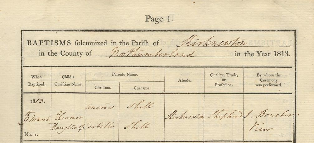 Picture of Kirknewton St. Gregory's Baptism Register
