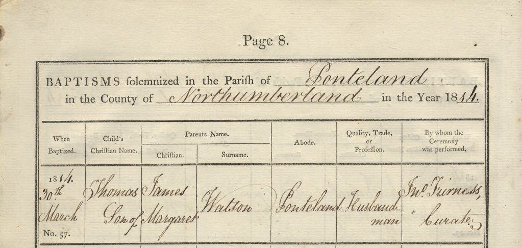Picture of Ponteland St. Mary's Baptism Register