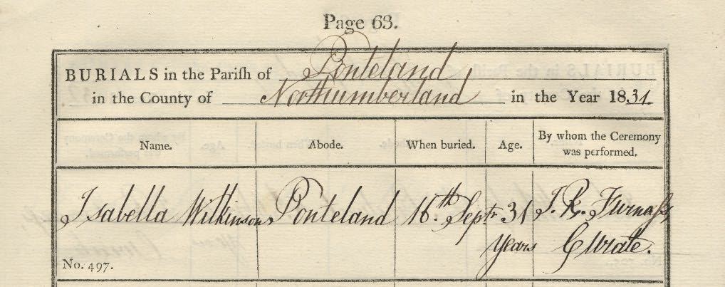 Picture of Ponteland St. Mary's Burial Register