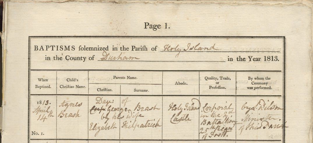 Picture of Holy Island St. Mary's Baptism Register
