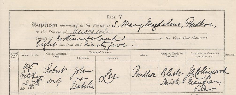 Picture of Prudhoe St. Mary's Baptism Register