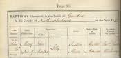 Earsdon St. Alban's Baptism Register - Click for bigger image