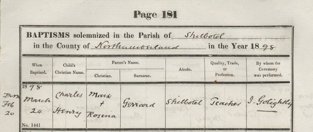 Picture of Shilbottle St. James Baptism Register