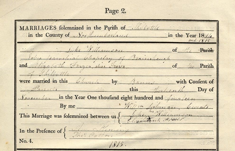Picture of Shilbottle St. James Marriage Register