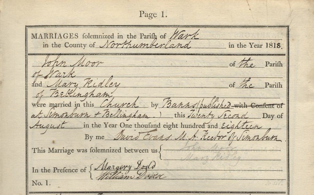 Picture of Wark St. Michael's Marriage Register