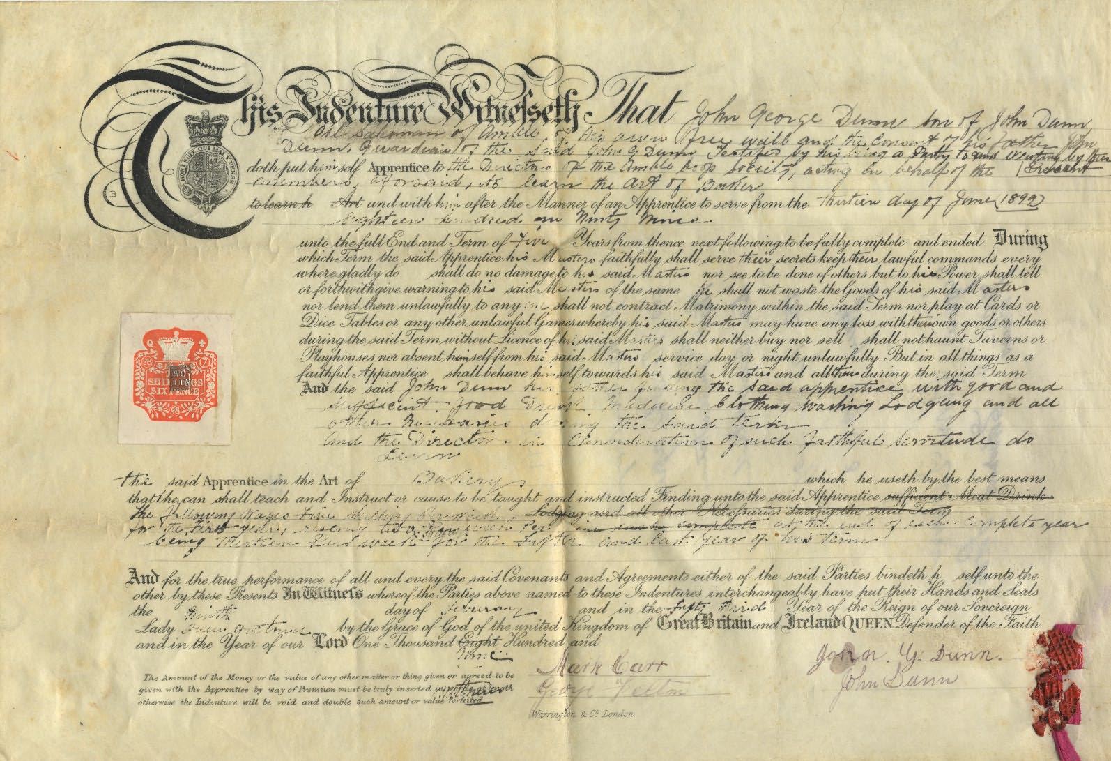 Picture of Employment Indenture