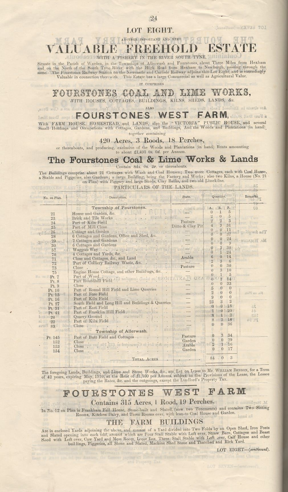 Picture of Fourstones Coke and Lime Works Sale Catalogue