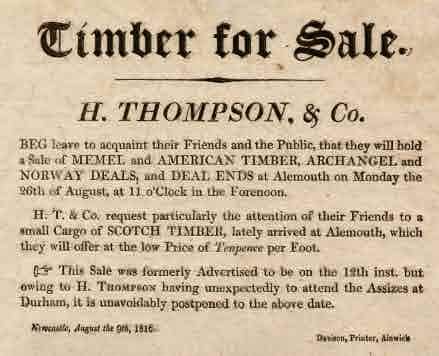 Picture of Handbill for Sale of Timber at Alnmouth