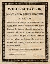Advertisement for William Taylor, Boot and Shoe Maker - Click for bigger image