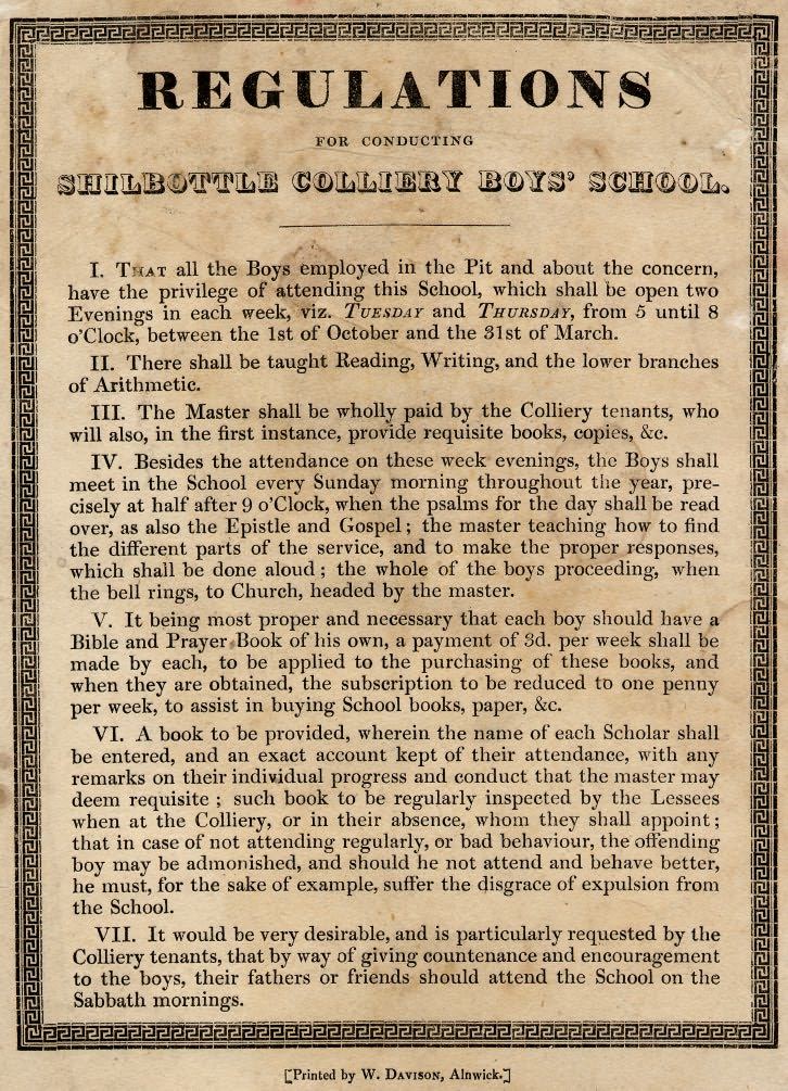 Picture of Regulations for Shilbottle Colliery Boys' School