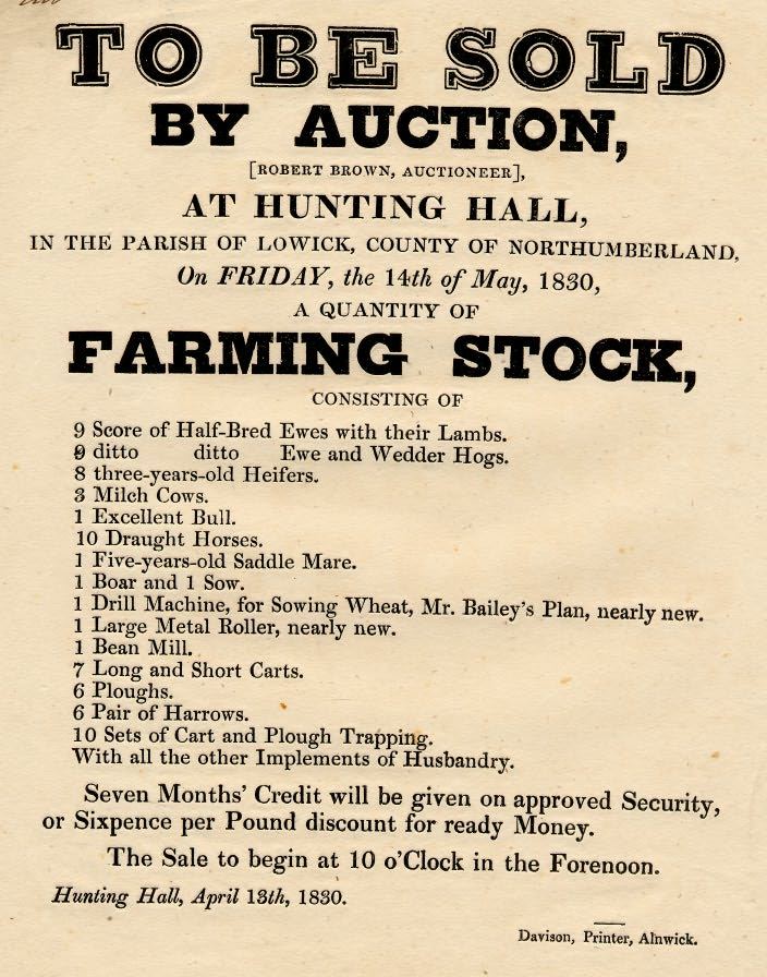 Picture of Sale by Auction, Farm Stock at Hunting Hall