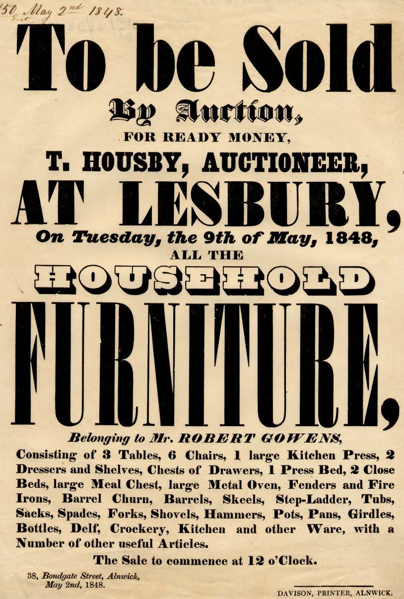 Picture of Auction of Goods of Robert Gowens, Lesbury