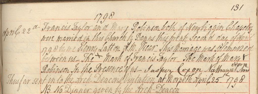 Picture of Woodhorn St. Mary's Marriage Register