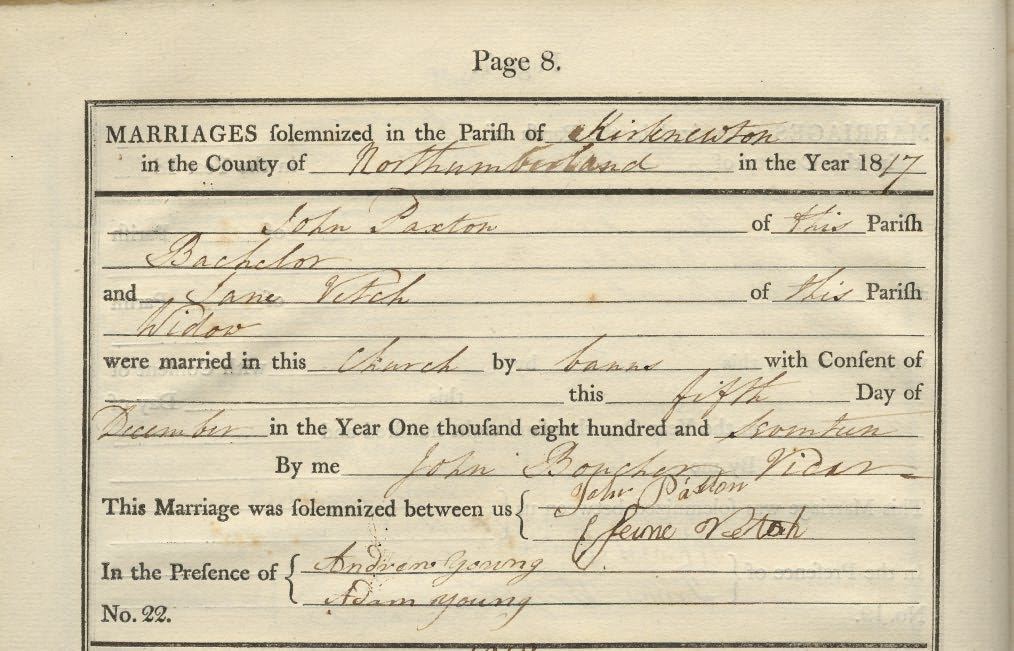 Picture of Kirknewton St. Gregory's Marriage Register